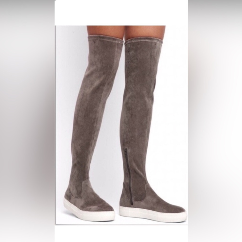 J Slides Ary Ultra Suede  Over-the-Knee Grey Boots